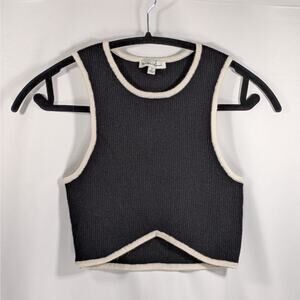 Hunter & Brown  Black White Ribbed  Cropped Tank Top Size Small